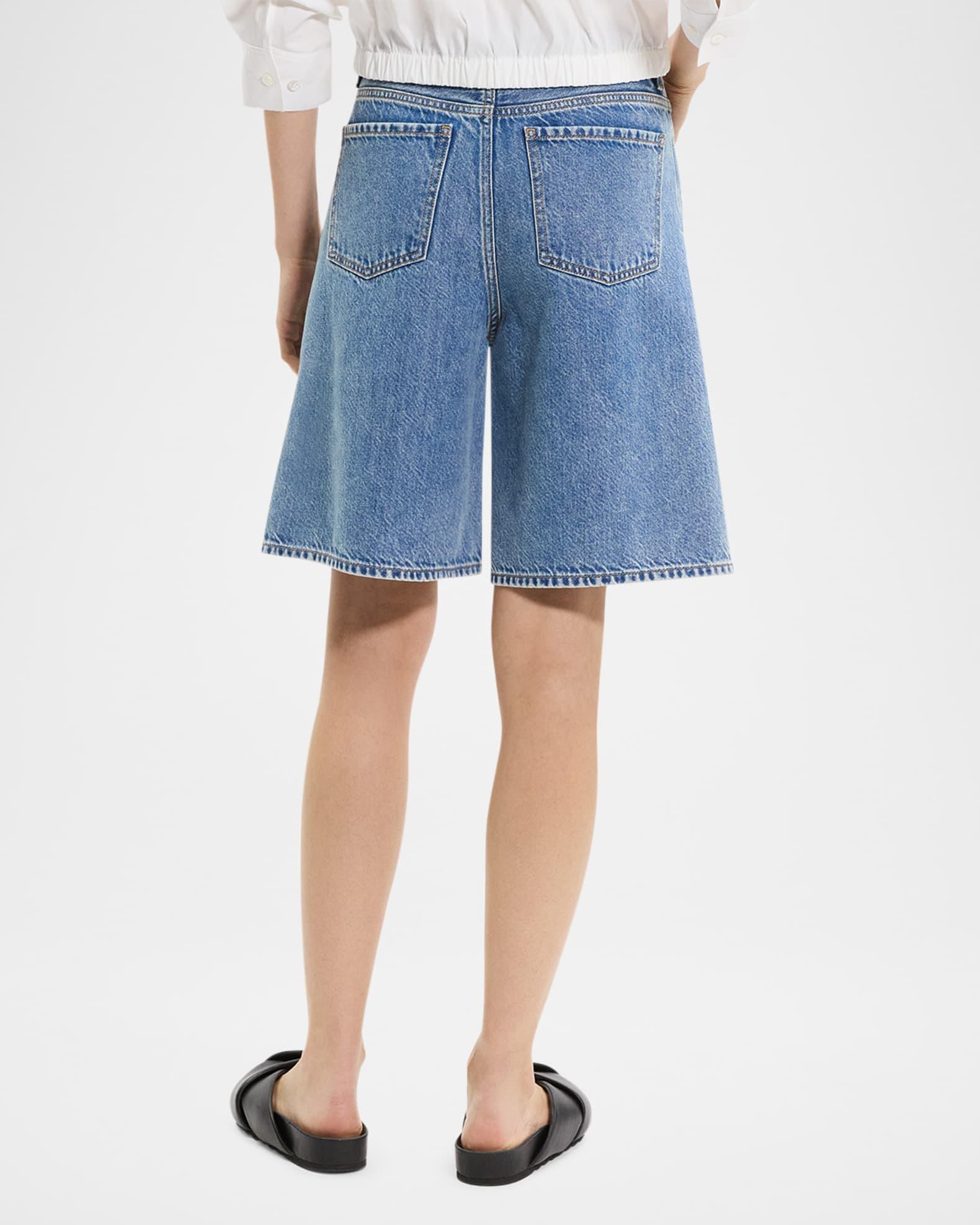 High-Rise Relaxed Denim Shorts Product Image