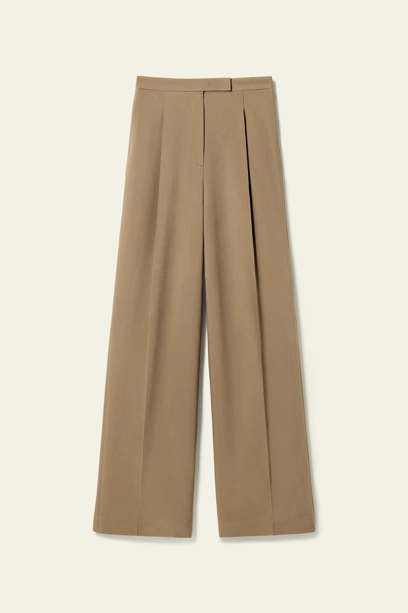 LILYSILK Women's Silk-Wool Pleated Wide-Leg Trousers, Black, Size 4, Breathable & Wrinkle-Resistant Product Image