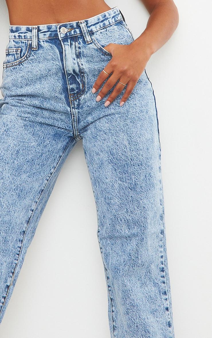 Mid Blue Acid Wash High Waist Straight Leg Jeans Product Image