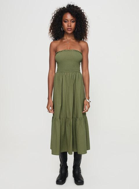 Chani Strapless Maxi Dress Olive Product Image