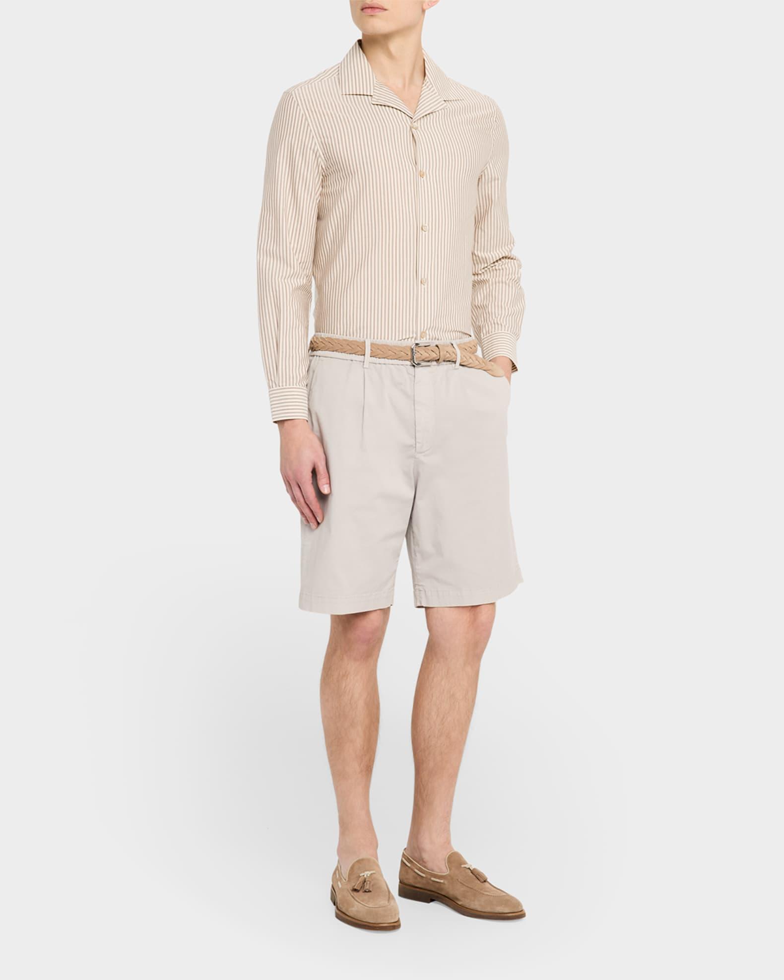 Men's Stripe Cabana-Collar Casual Button-Down Shirt Product Image