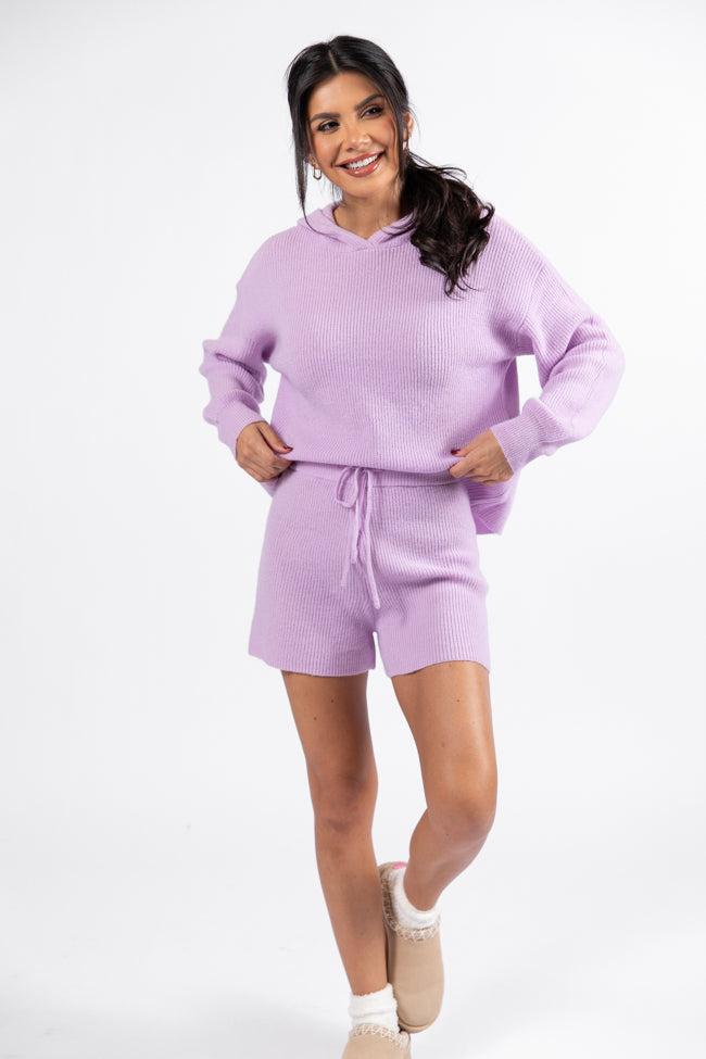 Cloud Chaser Lilac Sweater Knit Shorts FINAL SALE Product Image
