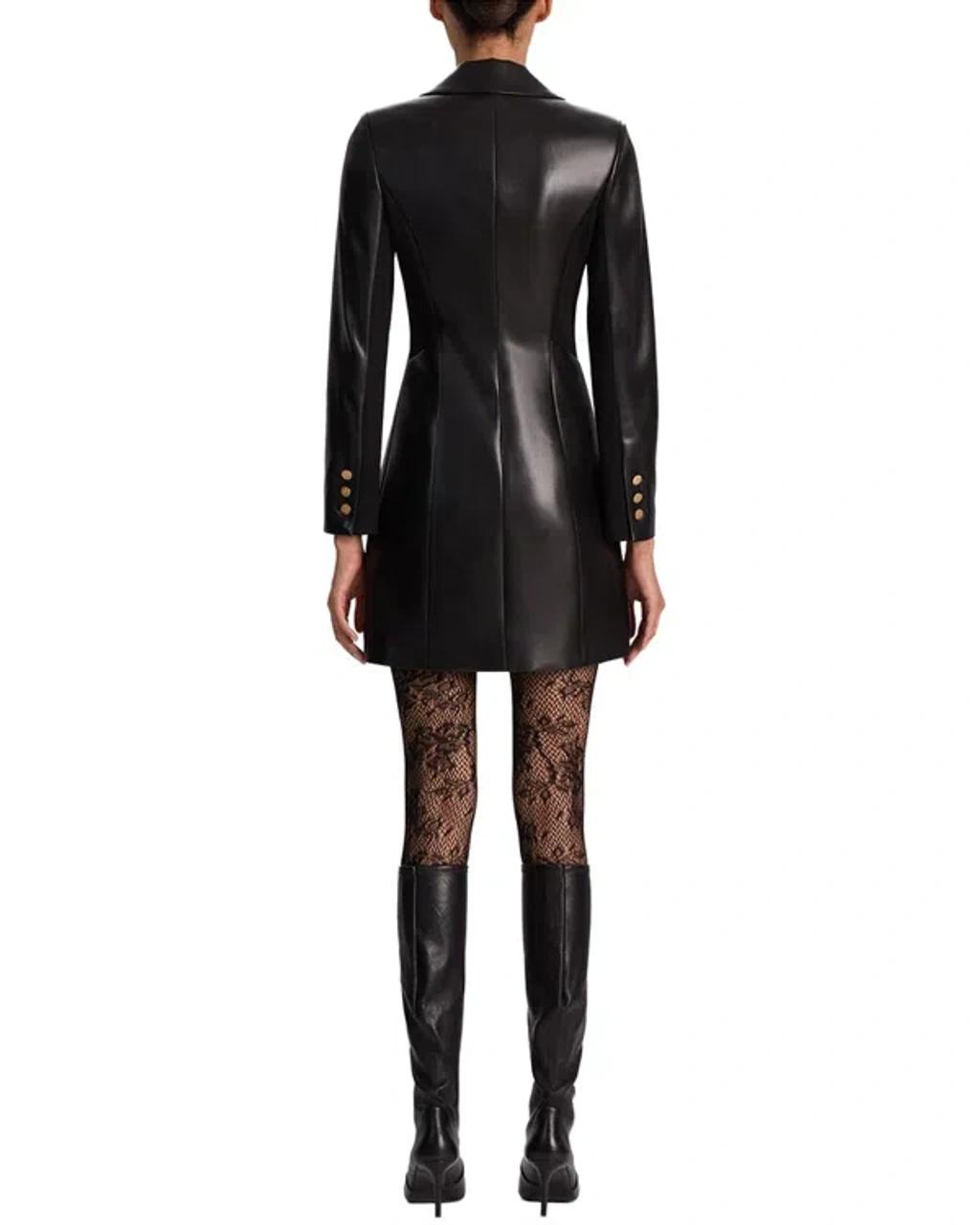 ALICE AND OLIVIA Michelle Fitted Vegan Leather Blazer Dress In Black Product Image