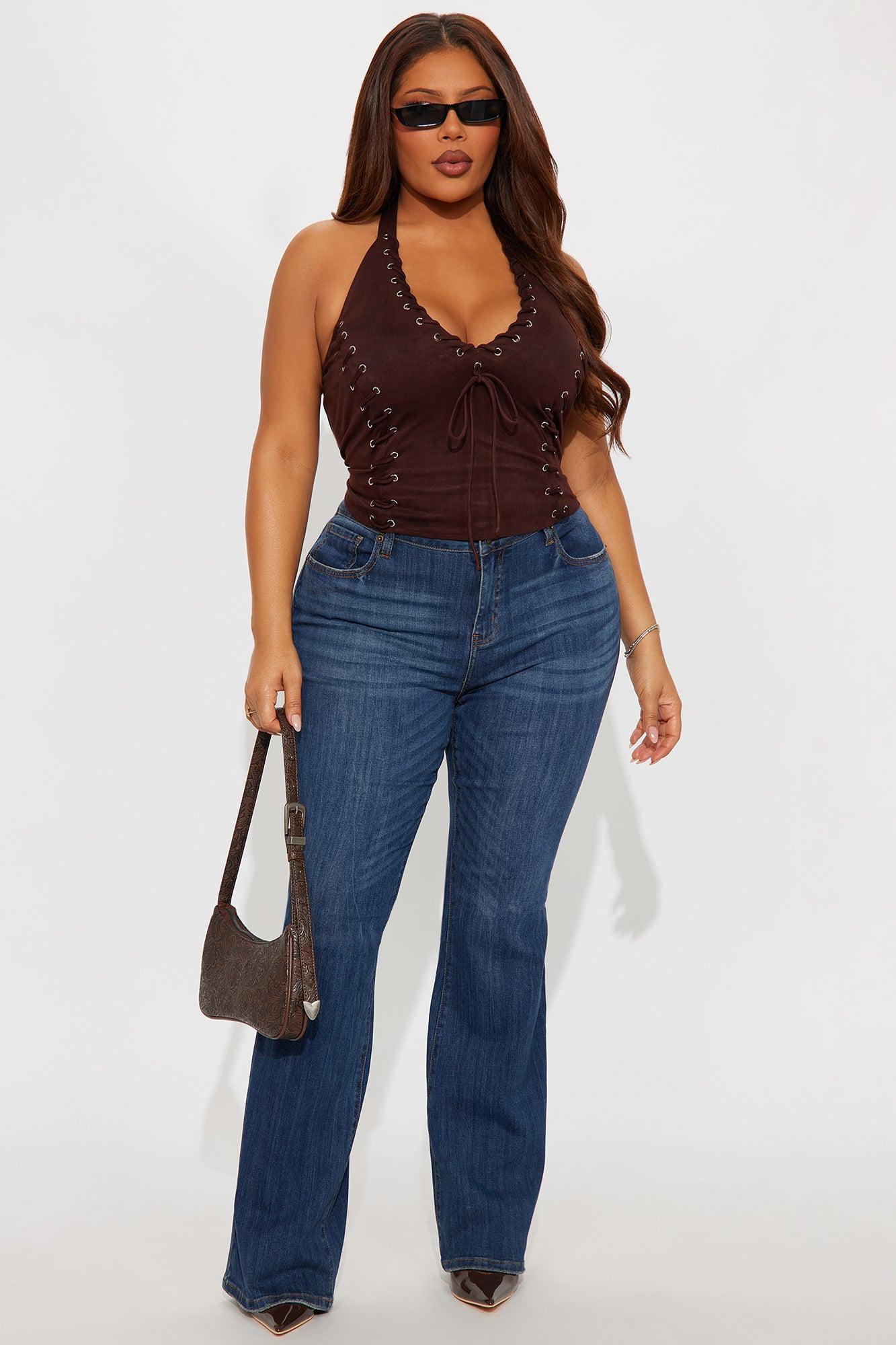 Sahara Faux Suede Halter Top - Chocolate Female Product Image