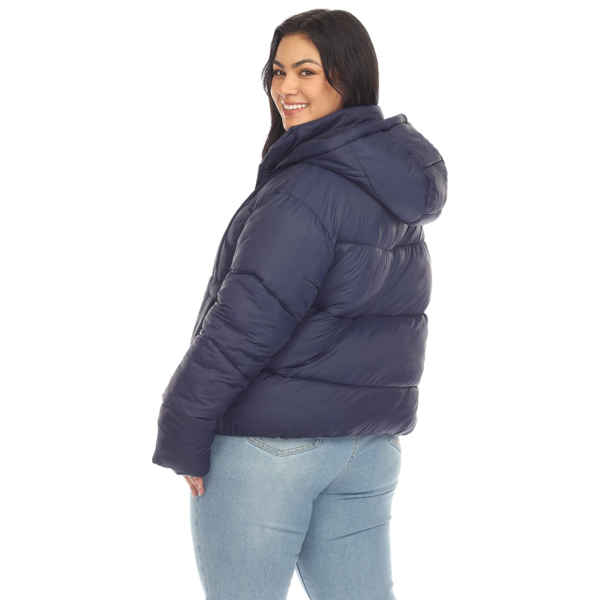 Full Front Zip Hooded Bomber Puffer Coat - Plus Product Image