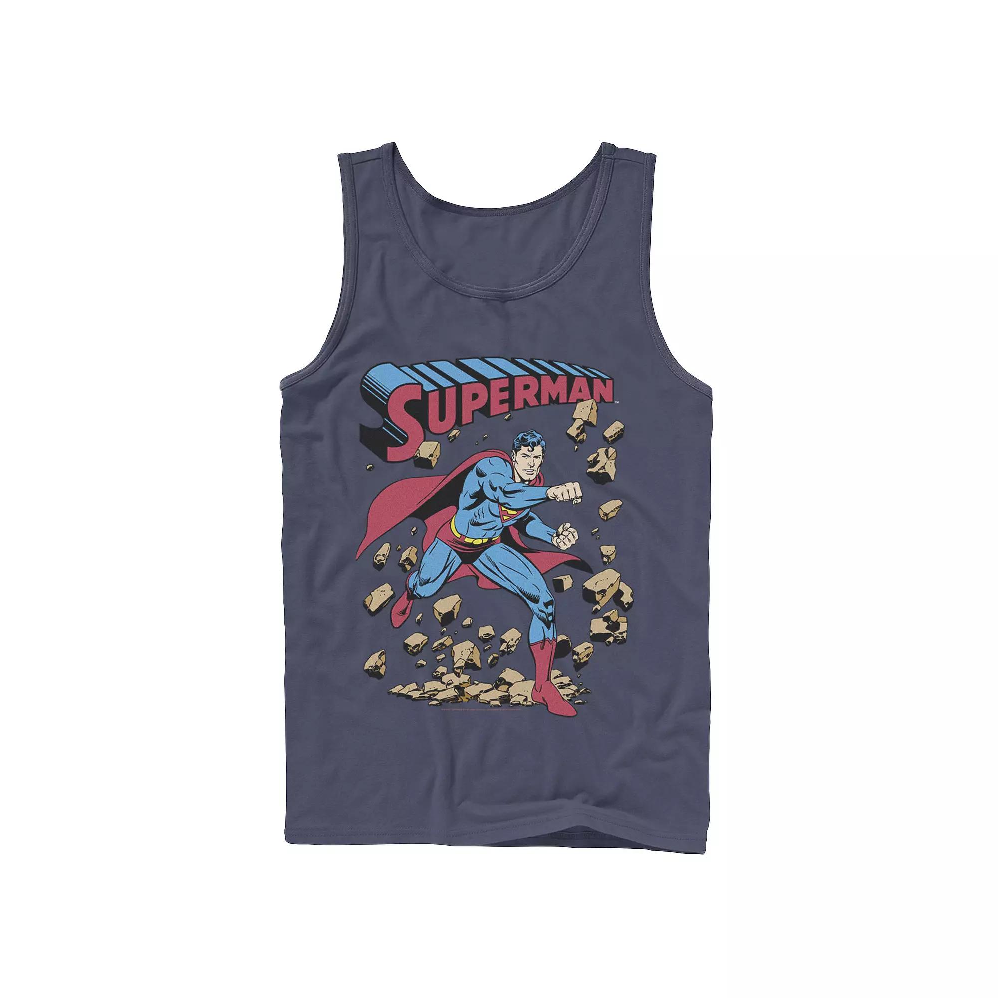 Men's DC Comics Superman Smash Rocks Vintage Poster Tank Top,  Product Image