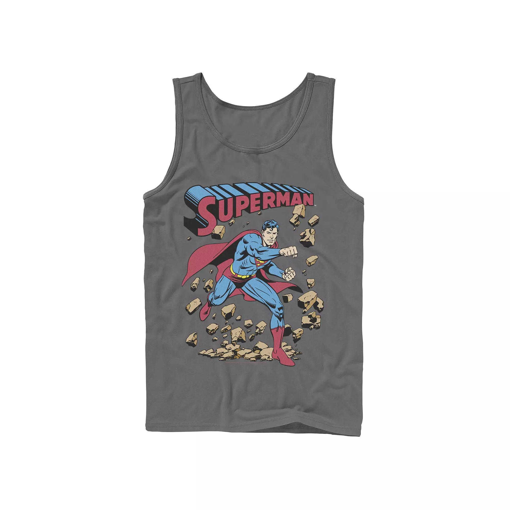 Men's DC Comics Superman Smash Rocks Vintage Poster Tank Top,  Product Image