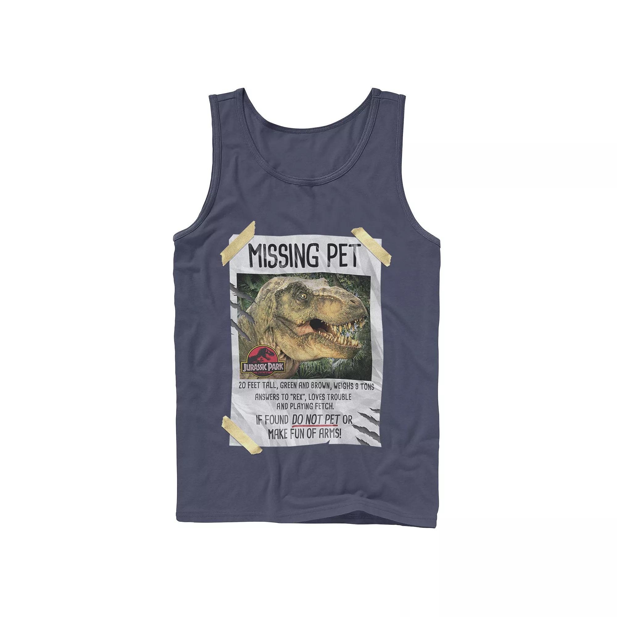 Men's Jurassic Park Missing Pet T-Rex Poster Taped Tank Top,  Product Image