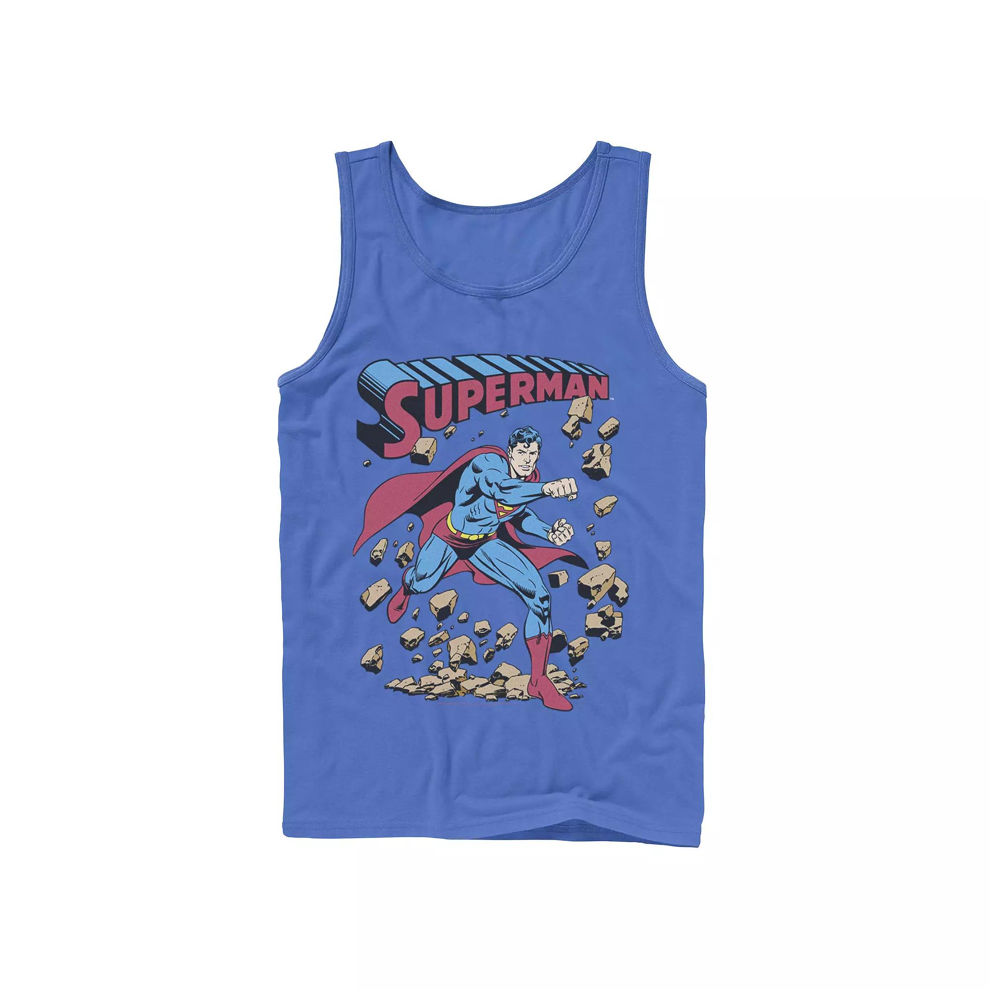 Men's DC Comics Superman Smash Rocks Vintage Poster Tank Top,  Product Image