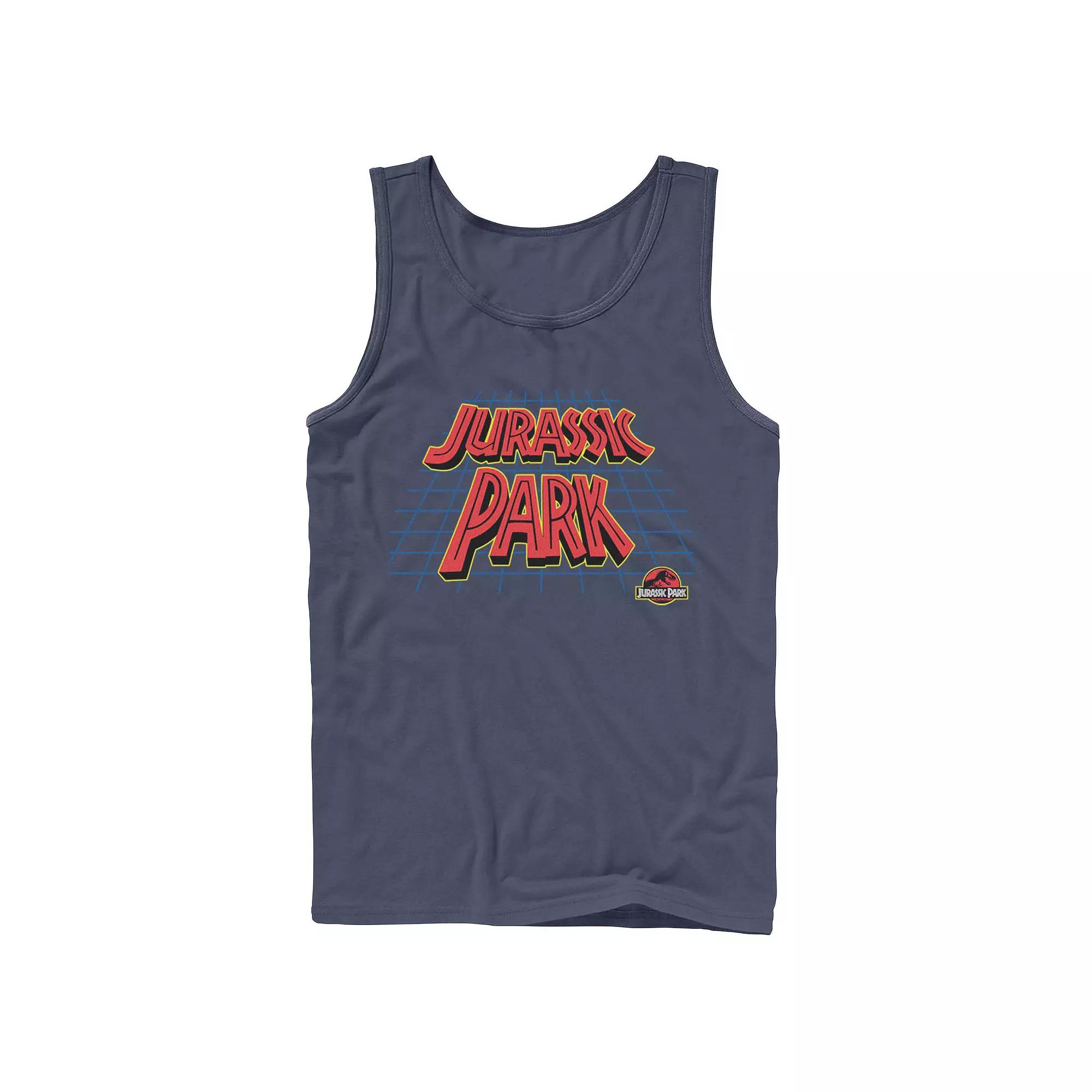 Men's Jurassic Park Neon Gradient Scene Tank Top,  Product Image