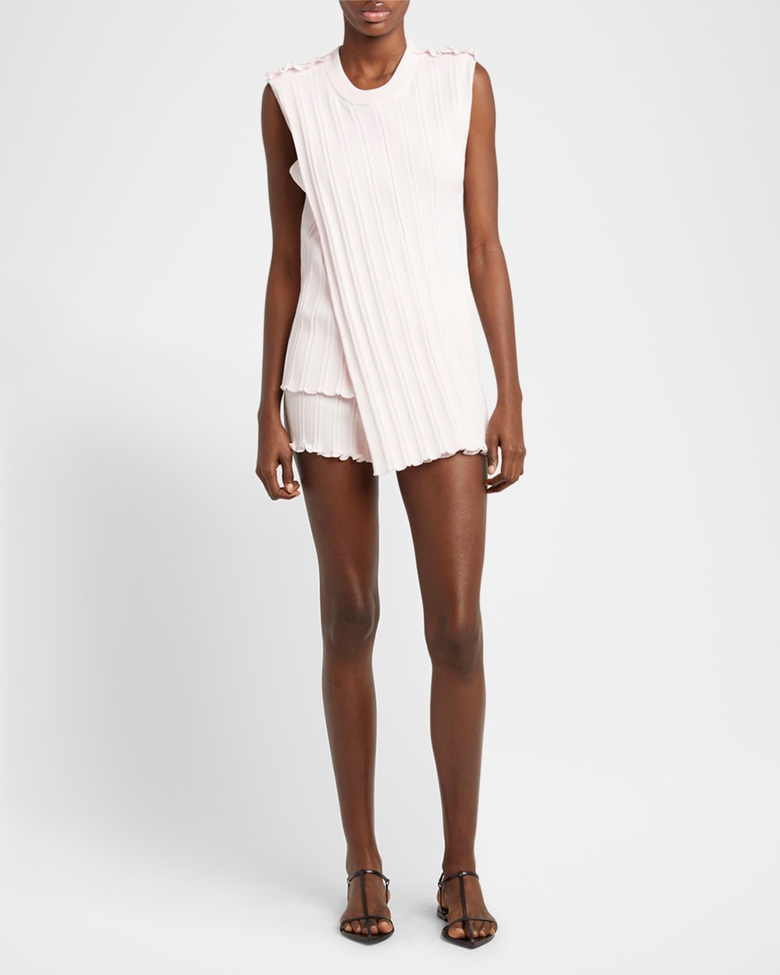 Ruffle Fine Rib Cotton Wrap Vest Product Image