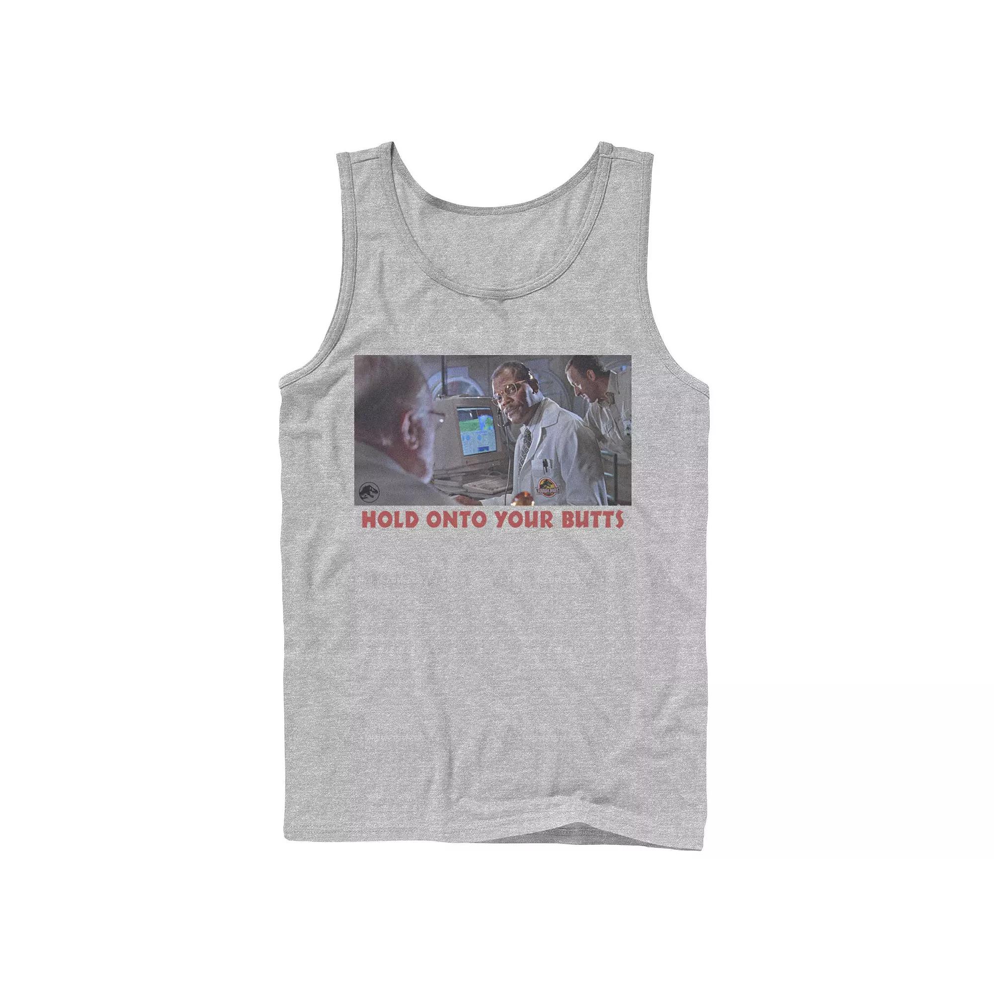 Men's Jurassic Park Doctor Ray Arnold Hold Onto Your Butts Photo Tank Top,  Product Image