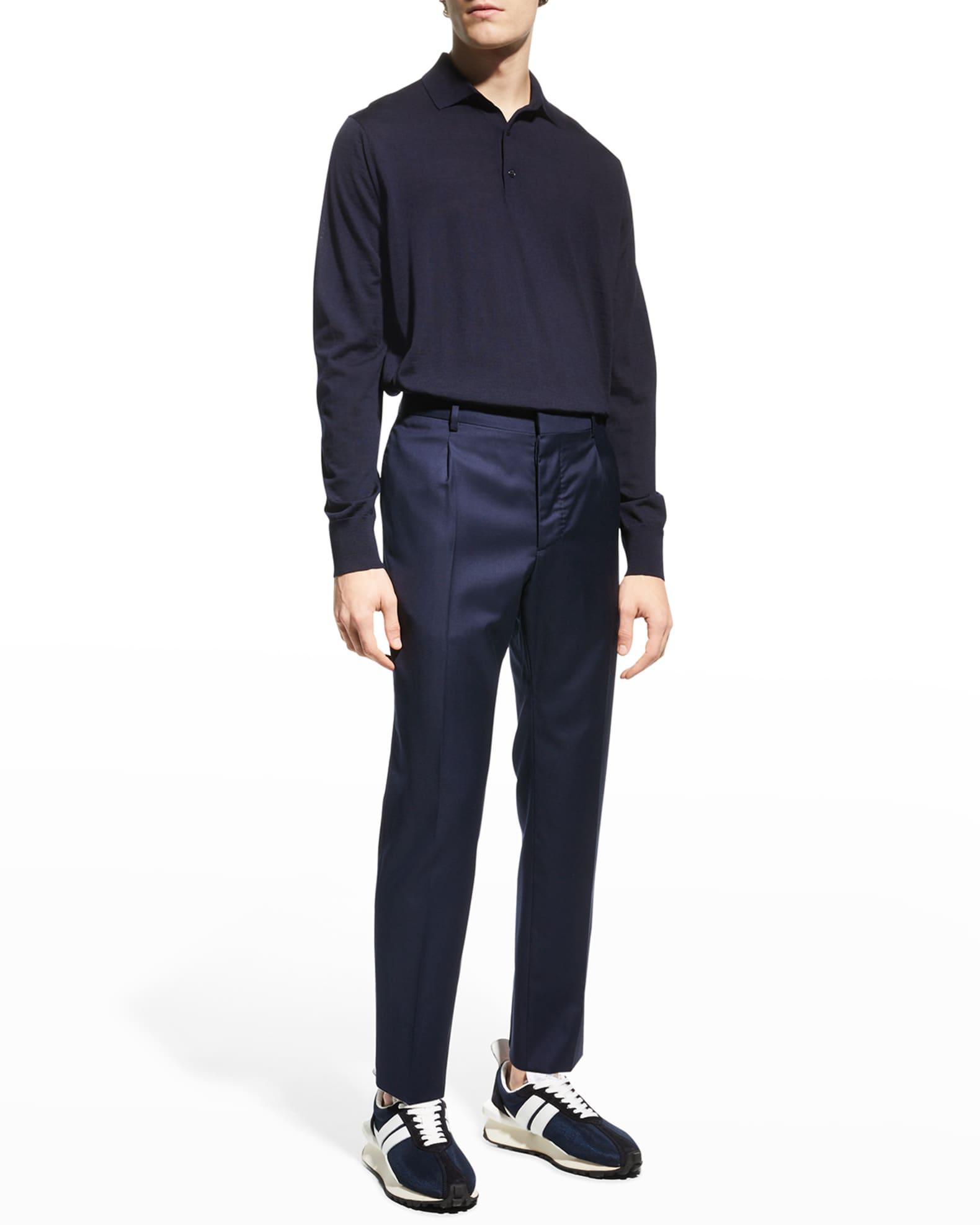 Men's Long-Sleeve Wool Polo Shirt Product Image