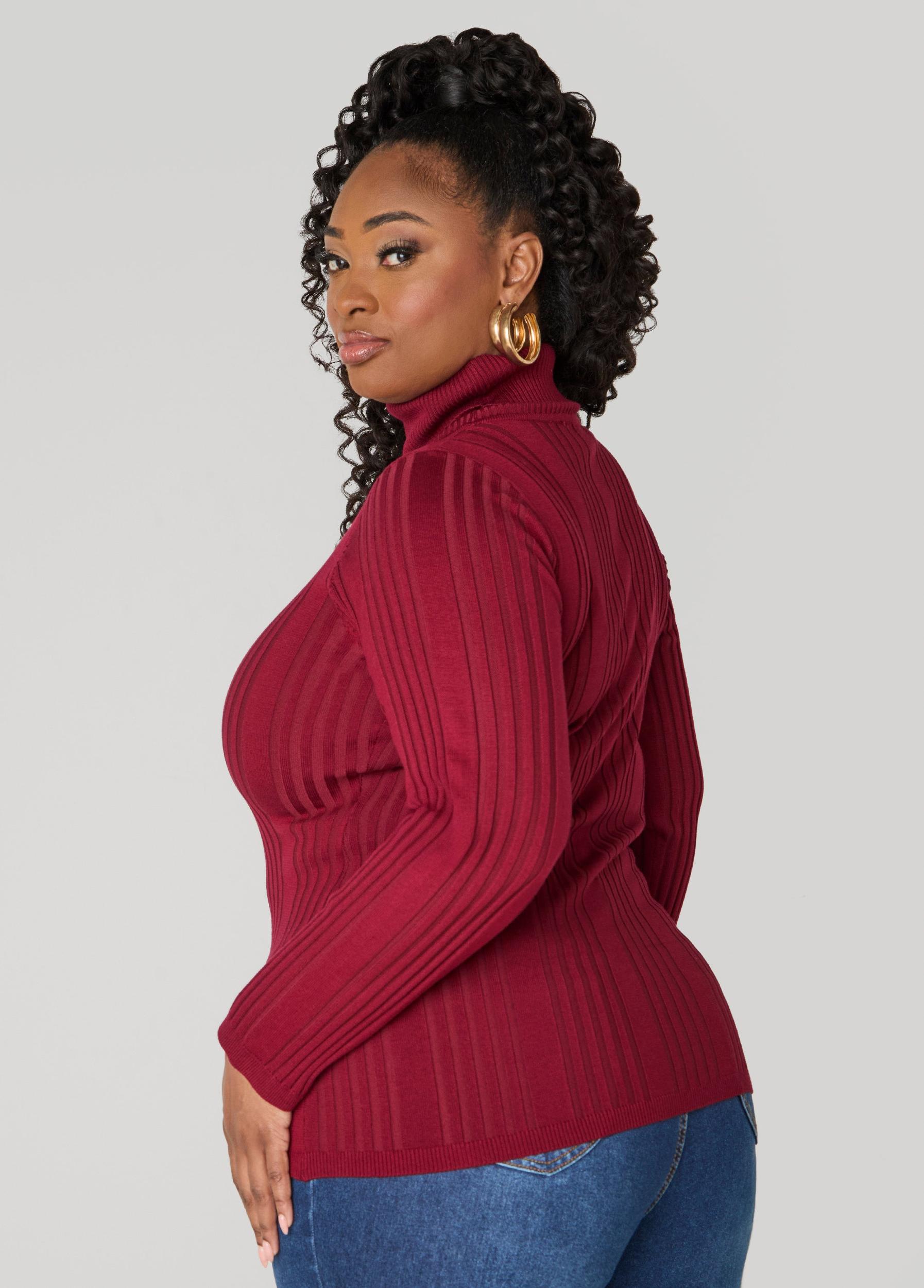 Ribbed Knit Turtleneck Sweater Product Image