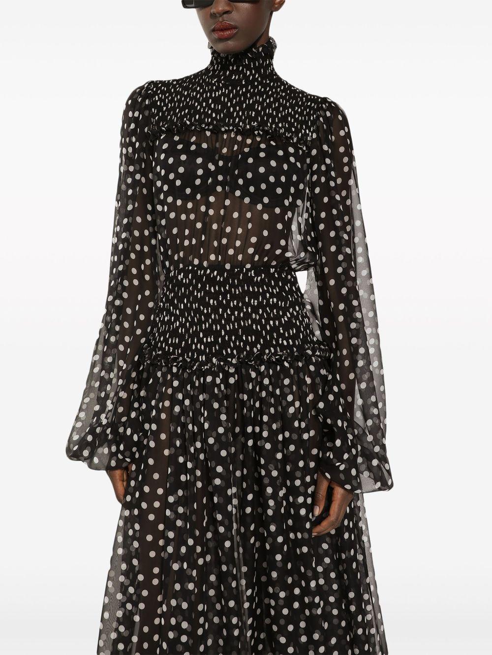 polka dot-print silk dress Product Image
