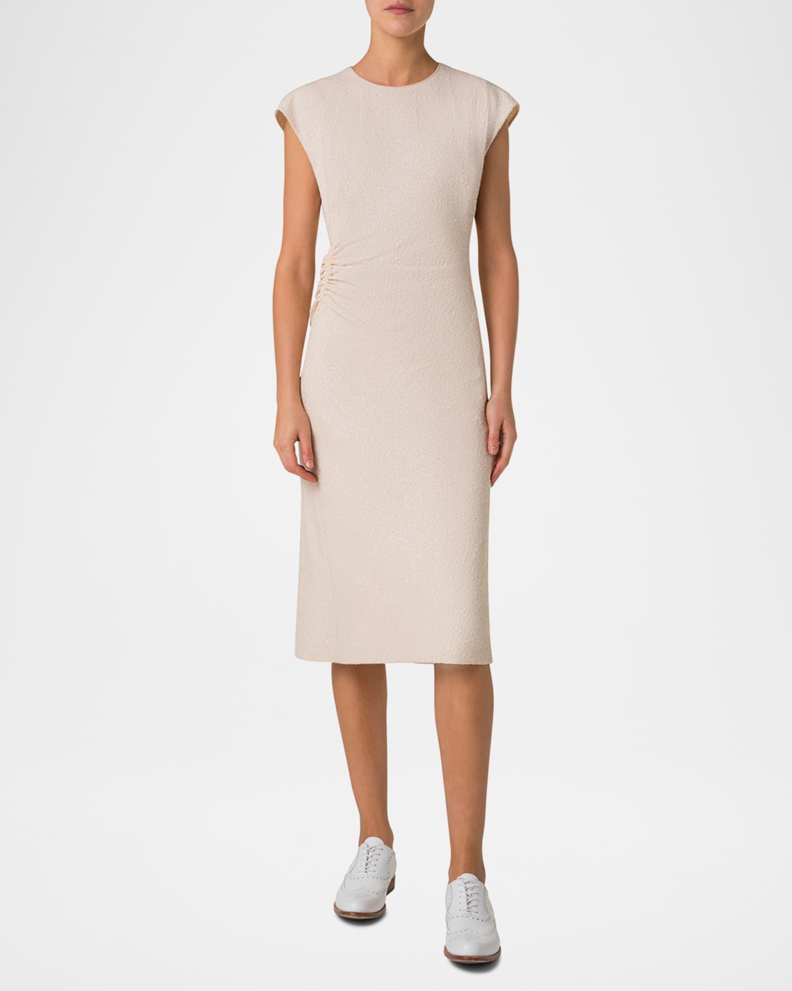 Sequin Stretch Jersey Cap-Sleeve Ruched Dress Product Image