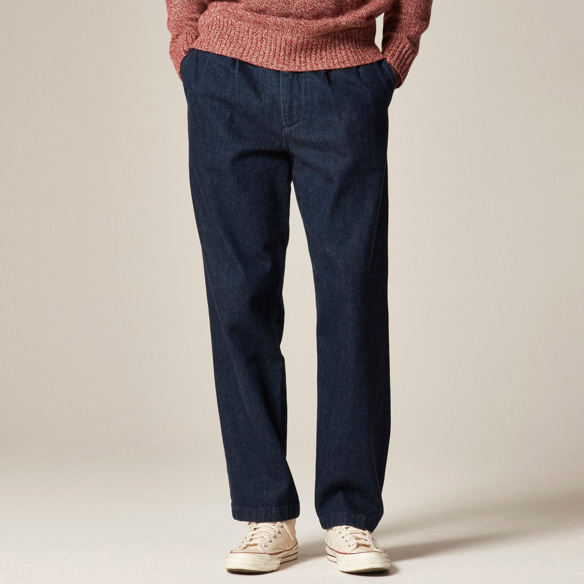 Classic double-pleated indigo-dyed denim pant Product Image