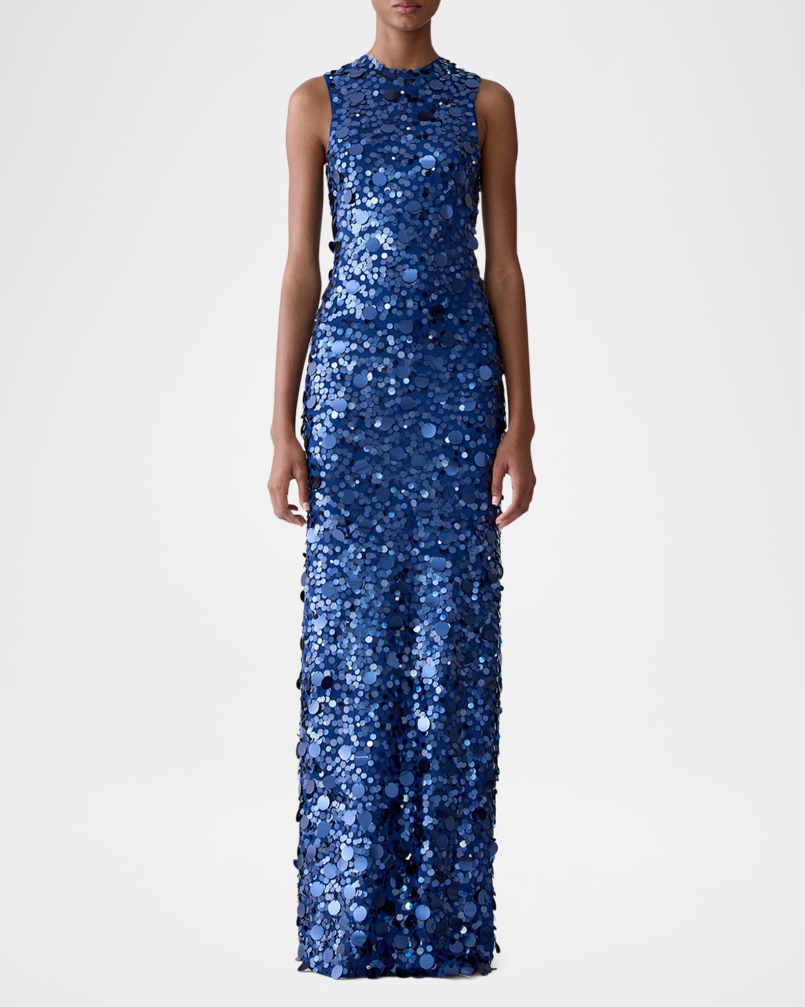 Sequined Sleeveless Mock-Neck Gown Product Image
