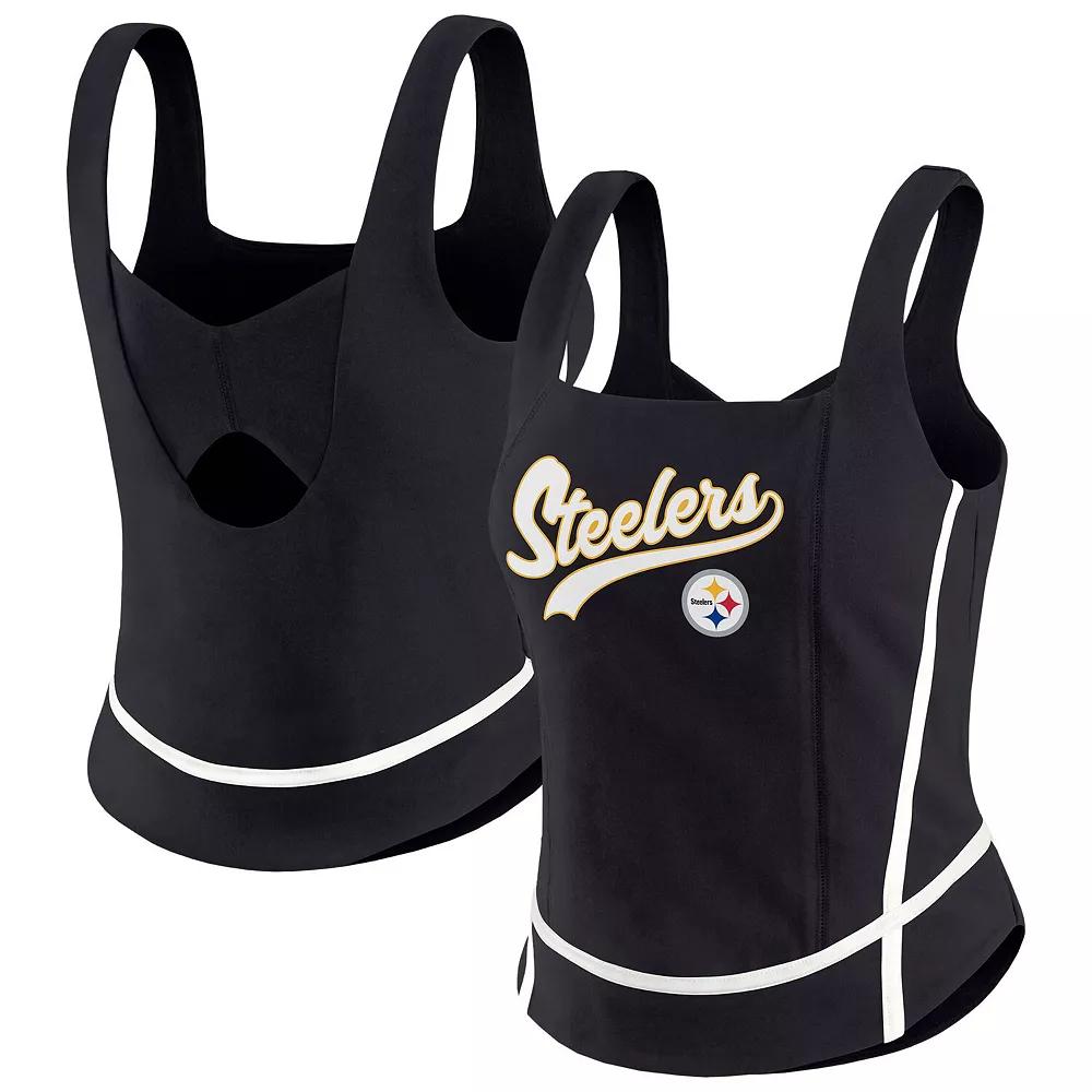Women's WEAR by Erin Andrews Black Pittsburgh Steelers Square Neck Tank Top,  Product Image