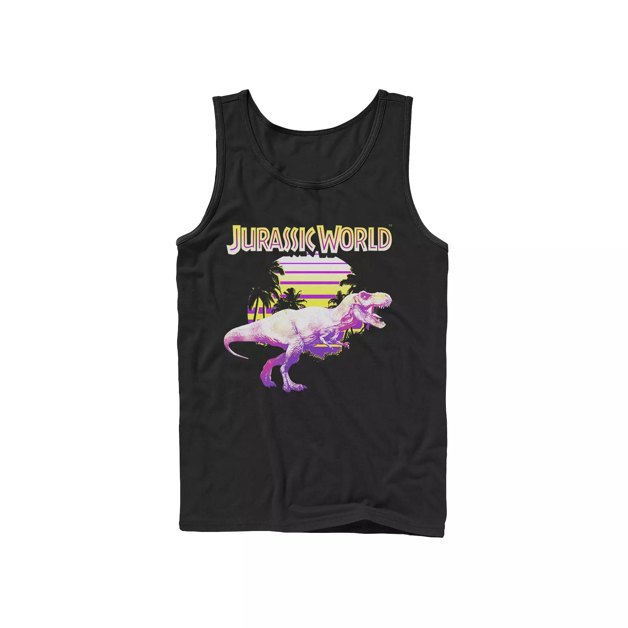 Men's Jurassic World Neon Purple & Yellow T-Rex Graphic Tank Top,  Product Image