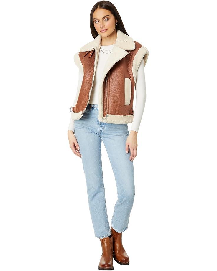 Leather Bomber with Sherpa Collar Product Image