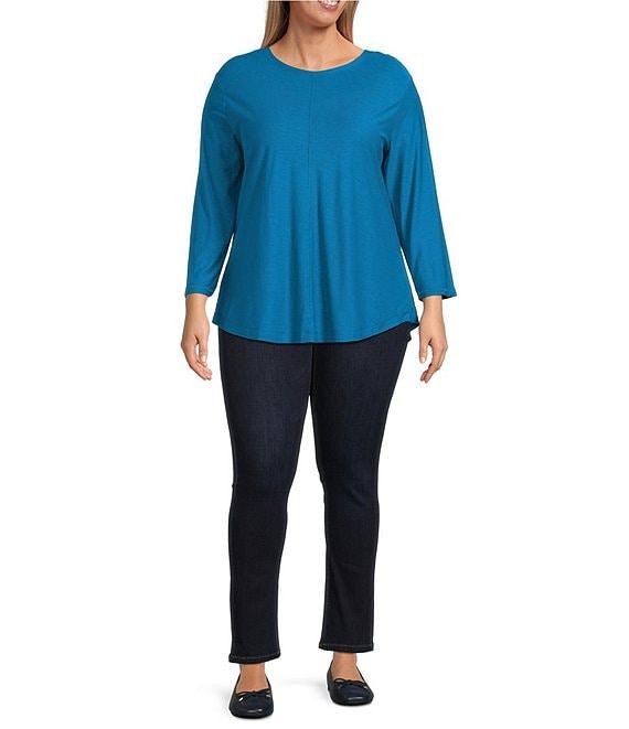 Westbound Plus Size Knit 3/4 Sleeve Crew Neck Tee Product Image