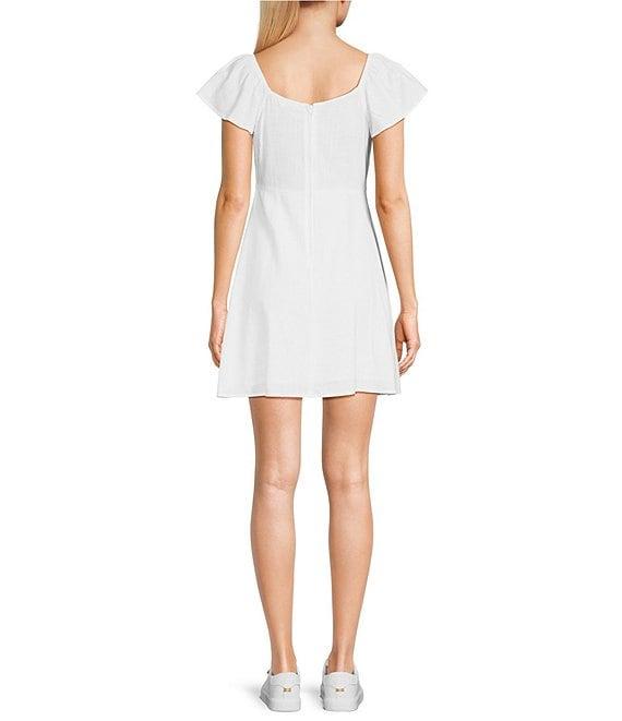 Copper Key Flutter Sleeve Tie Front Dress Product Image