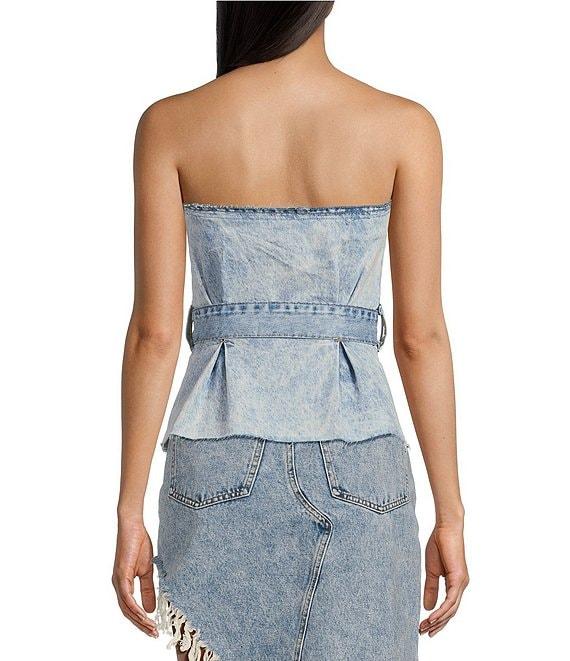 Signature 8 Strapless Belted Denim Top Product Image