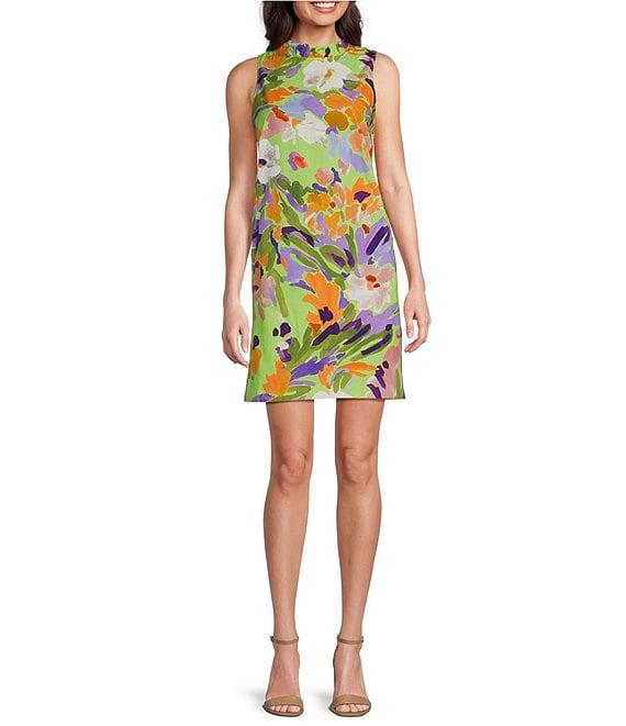 tyler boe Ella Floral Print Ruffle Boat Neck Sleeveless Square Back Dress Product Image