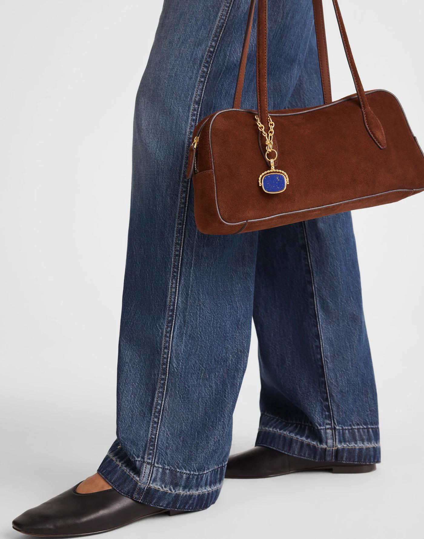 The Top-Zip Shoulder Bag in Suede Product Image