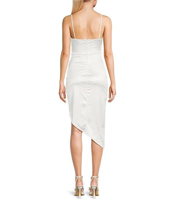 Honey and Rosie Spaghetti Strap Cowl Neck Pleated Waist Dress Product Image