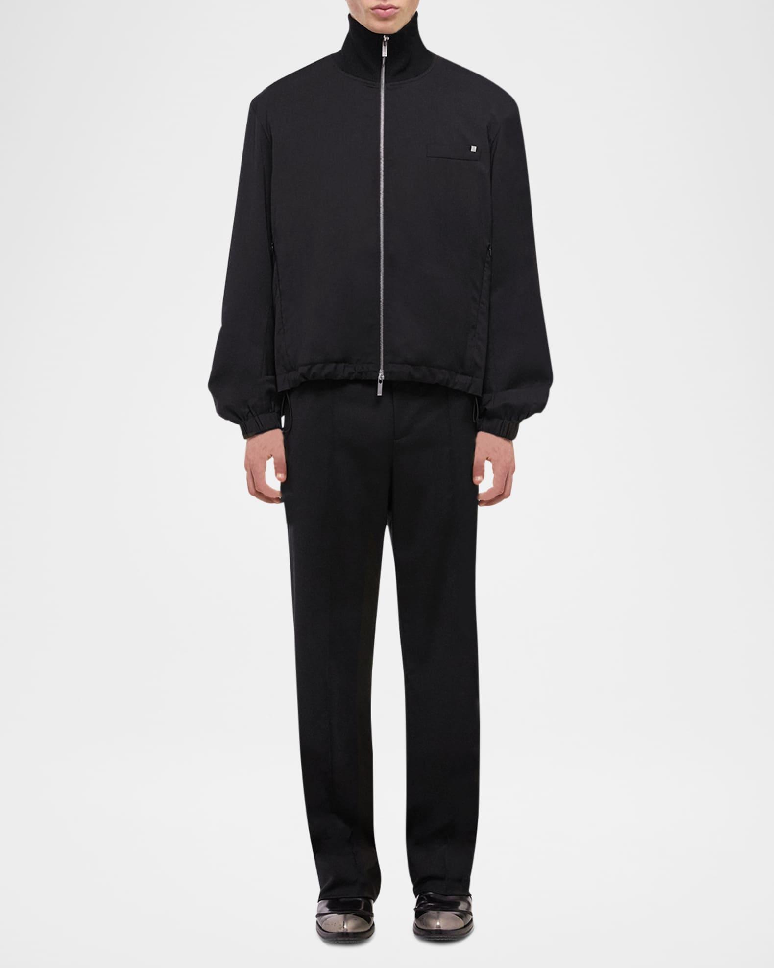 Mens Virgin Wool Zip-Up Bomber Jacket Product Image