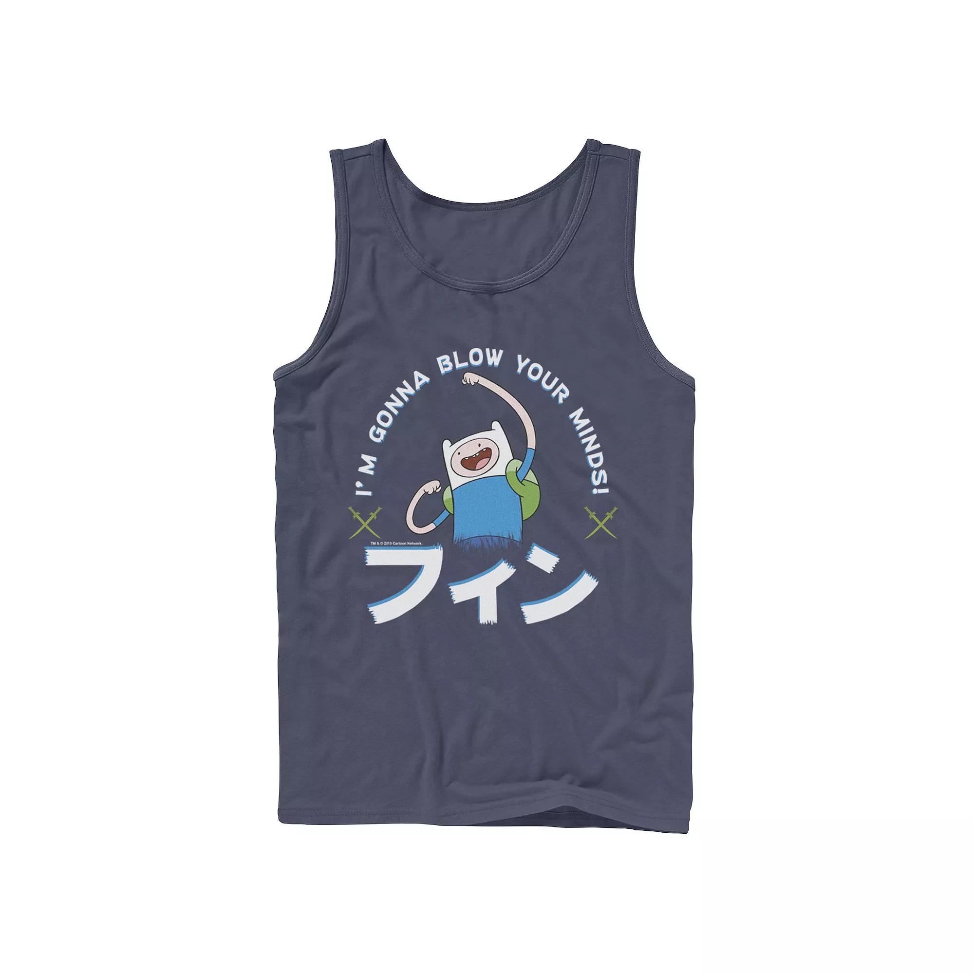 Men's Adventure Time Finn I'm Gonna Blow Your Minds Kanji Portrait Tank Top,  Product Image