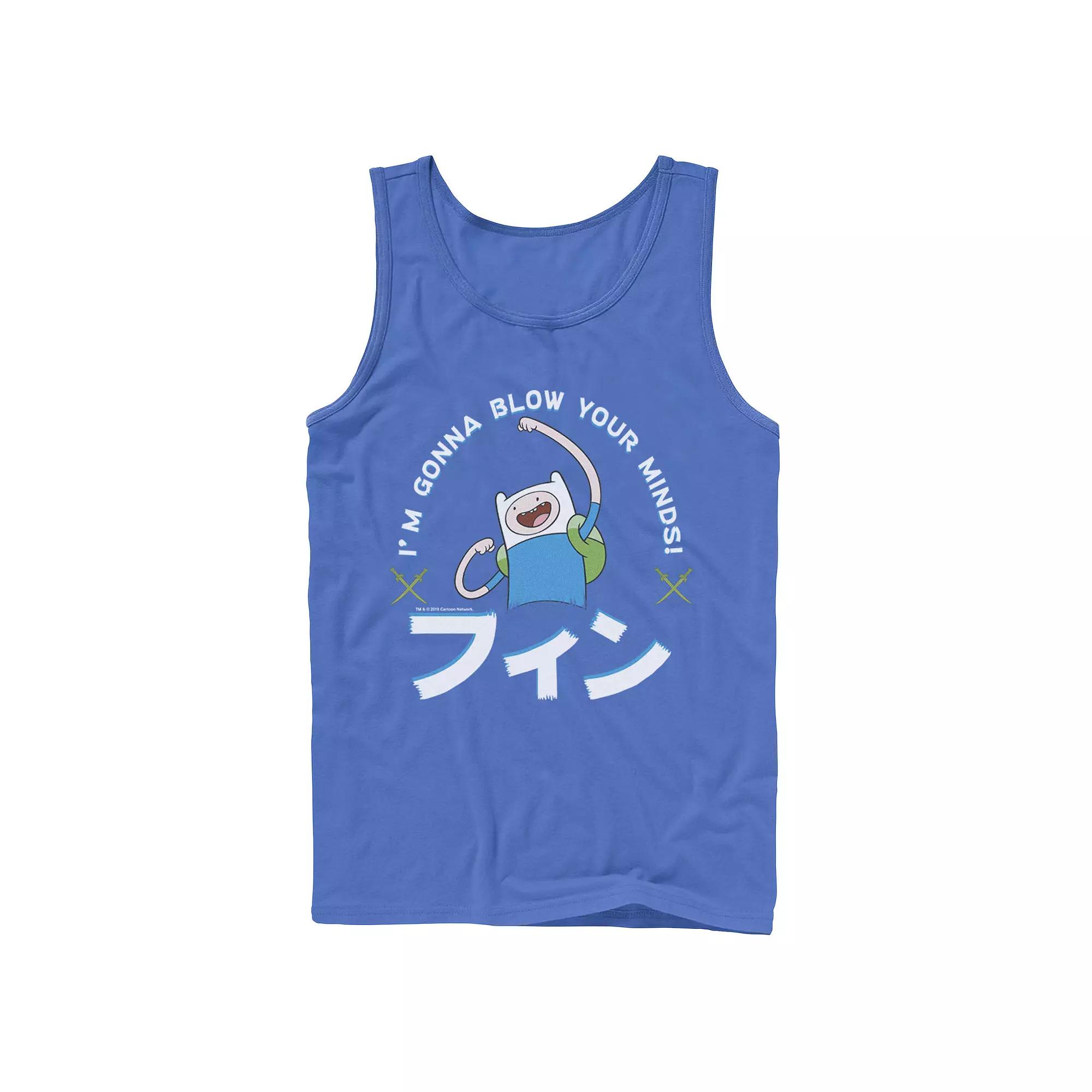 Men's Adventure Time Finn I'm Gonna Blow Your Minds Kanji Portrait Tank Top,  Product Image