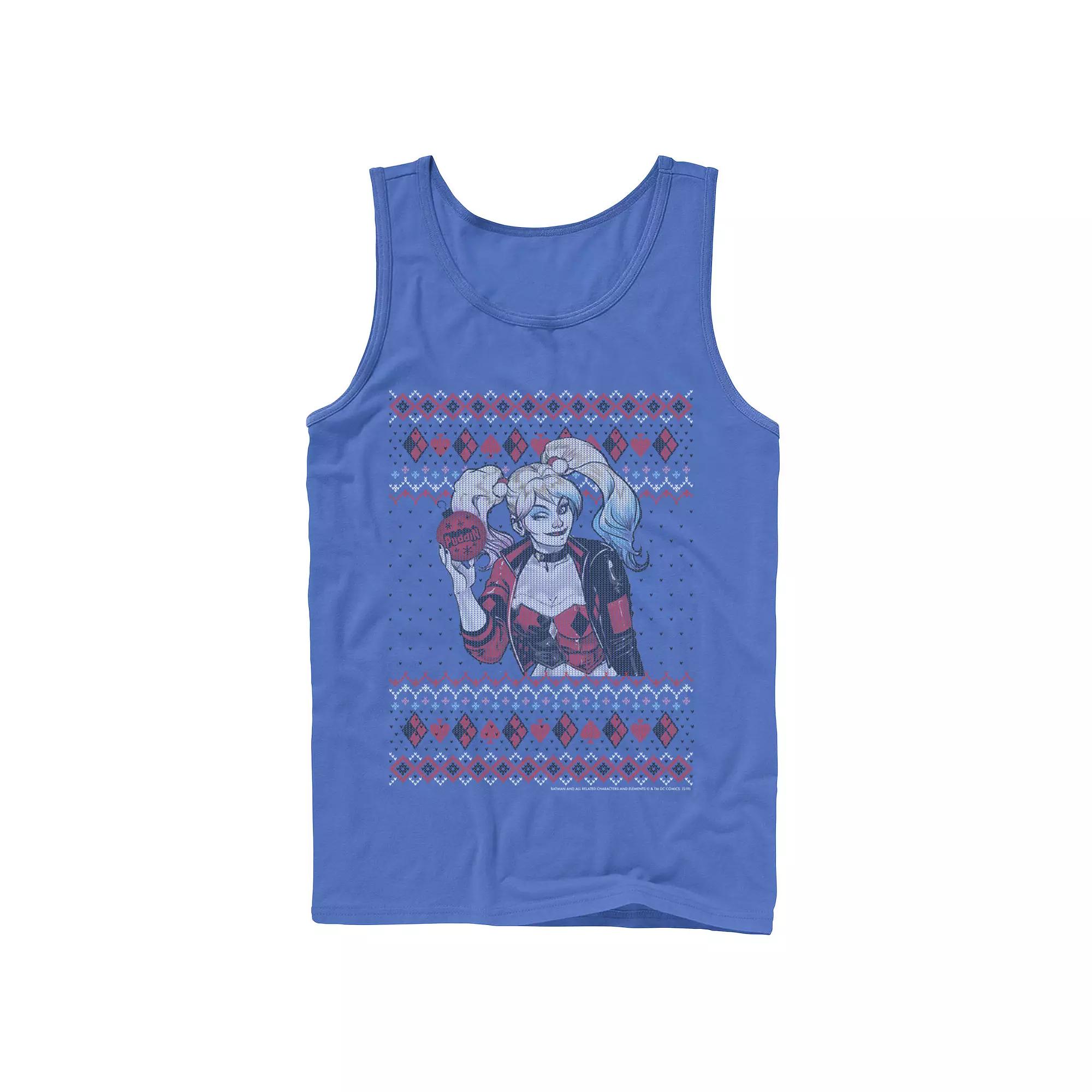 Men's Batman Harley Quinn Ornament Knit Style Tank Top,  Product Image