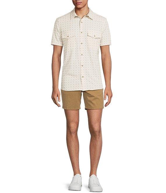 Rowm Big & Tall Performance Rec + Relax Short Sleeve Western Cross Geo Print Textured Shirt Product Image