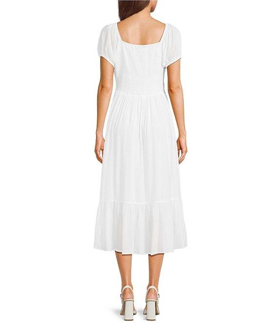 Angie U-Neckline Short Sleeve Empire Midi Dress Product Image