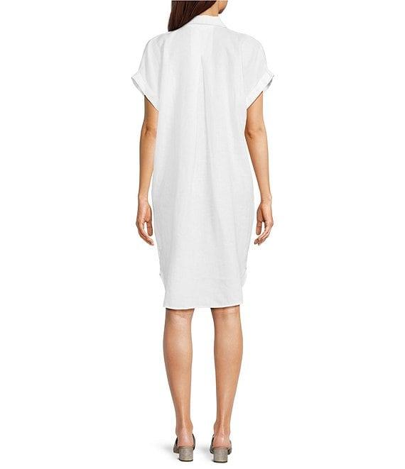 Eileen Fisher Organic Linen Notch Collar Cap Sleeve Shirtdress Product Image