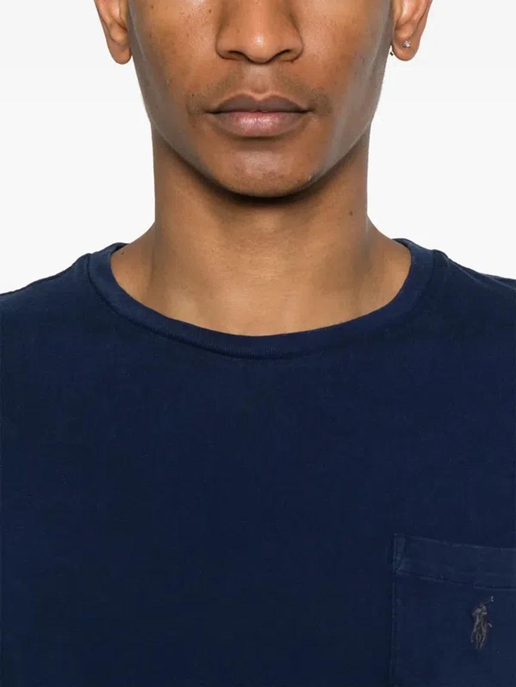 POLO RALPH LAUREN Midnight Blue Cotton Blended T-shirt With Logo Product Image