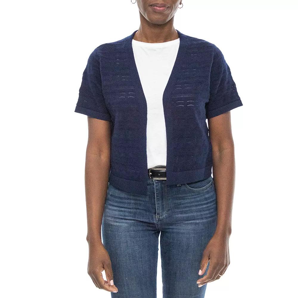 Women's Nina Leonard Novelty Stitch Bolero Jacket, Size: XL, Blue Product Image