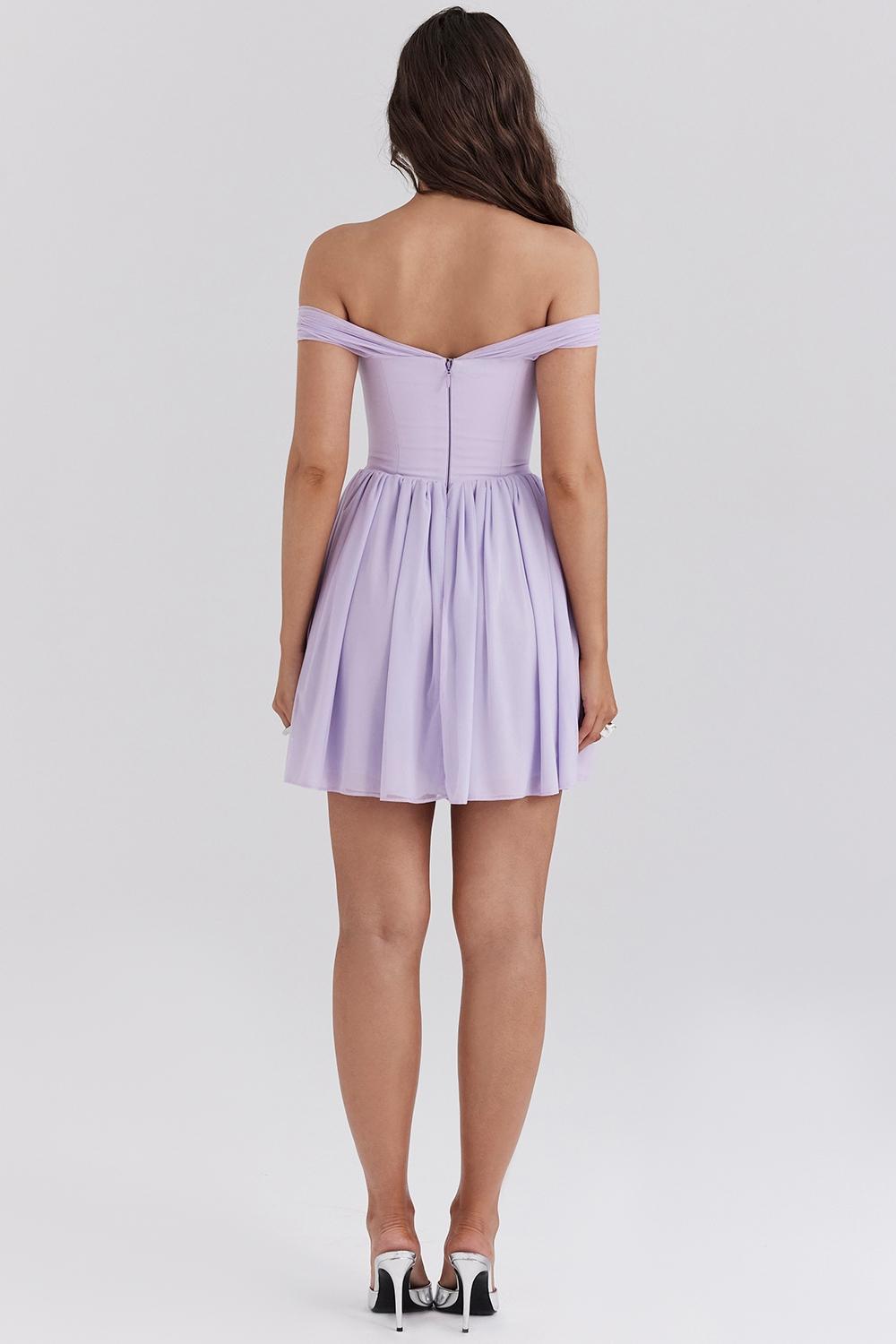 Soleil  orchid off shoulder mini dress Product Image