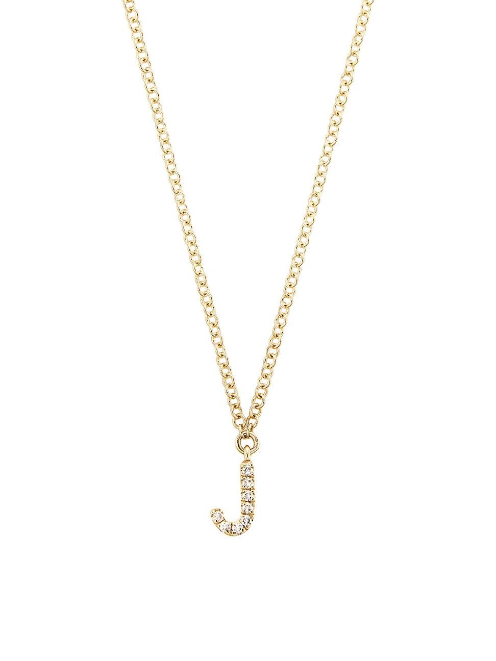 Womens 14K Yellow Gold & 0.03 TCW Diamond Initial Pendant Necklace Product Image