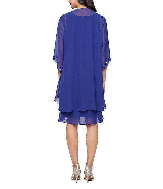 Ignite Evenings Emebllished Tiered Chiffon Jacket Dress Product Image