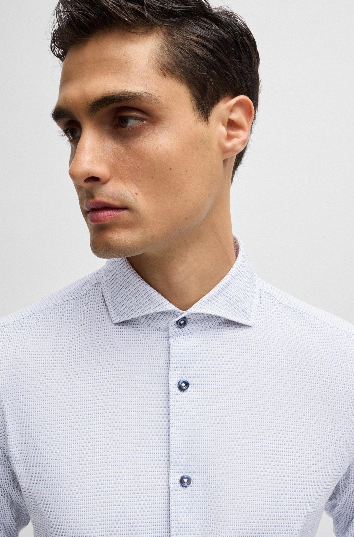 Casual-fit shirt in structured cotton with spread collar Product Image