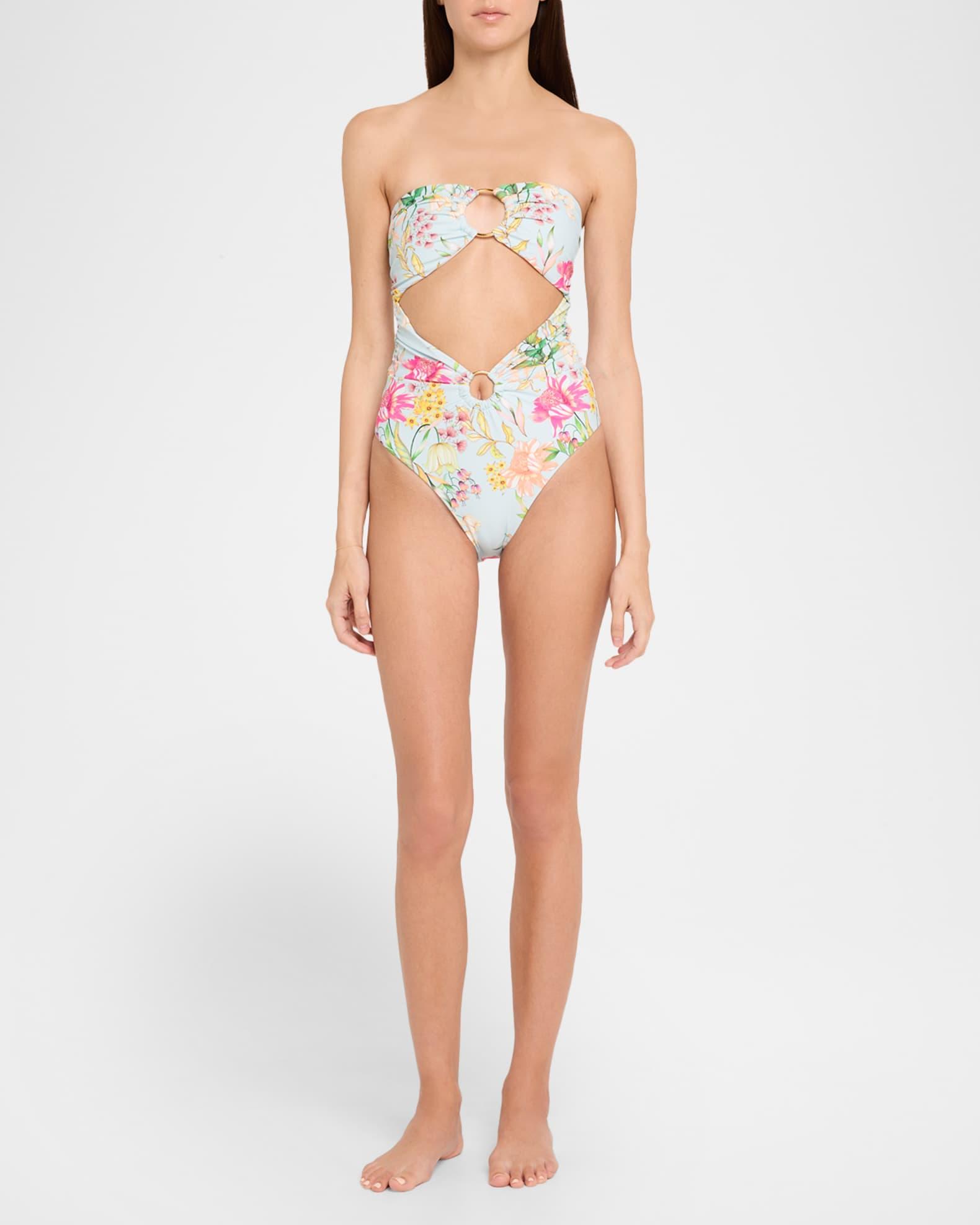 Floral Strapless Ring One-Piece Swimsuit Product Image