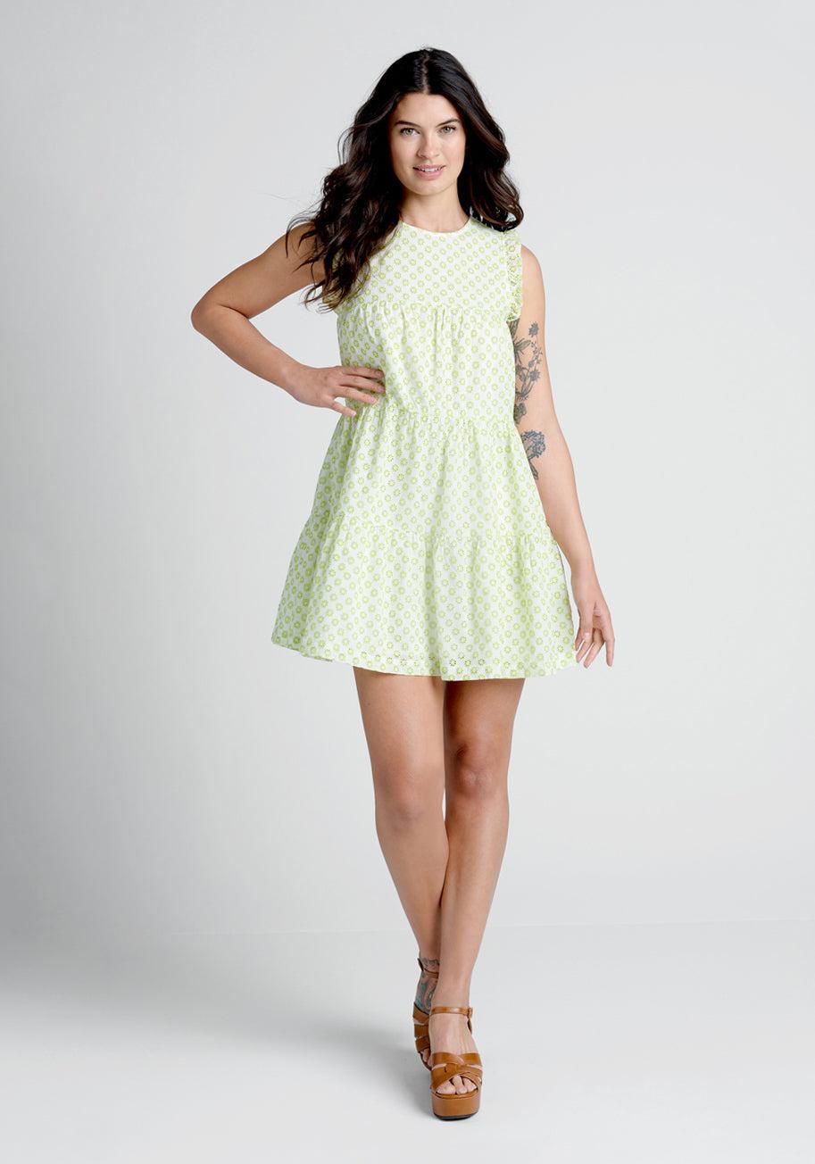 Day Tripping in Eyelet Flower Fields Trapeze Dress Product Image