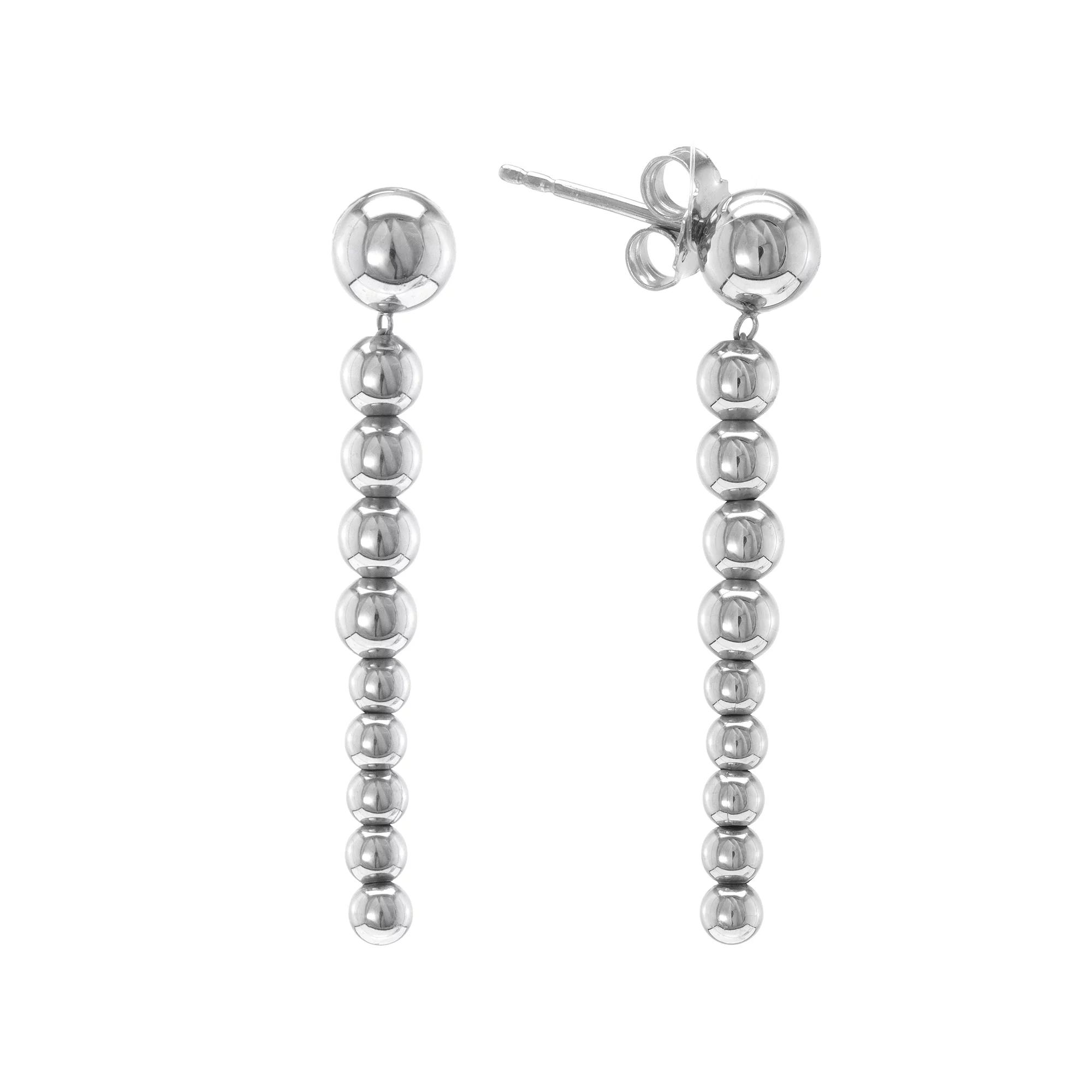 Judy Crowell Sterling Silver Textured Graduated Bead Drop Earrings, Women's Product Image