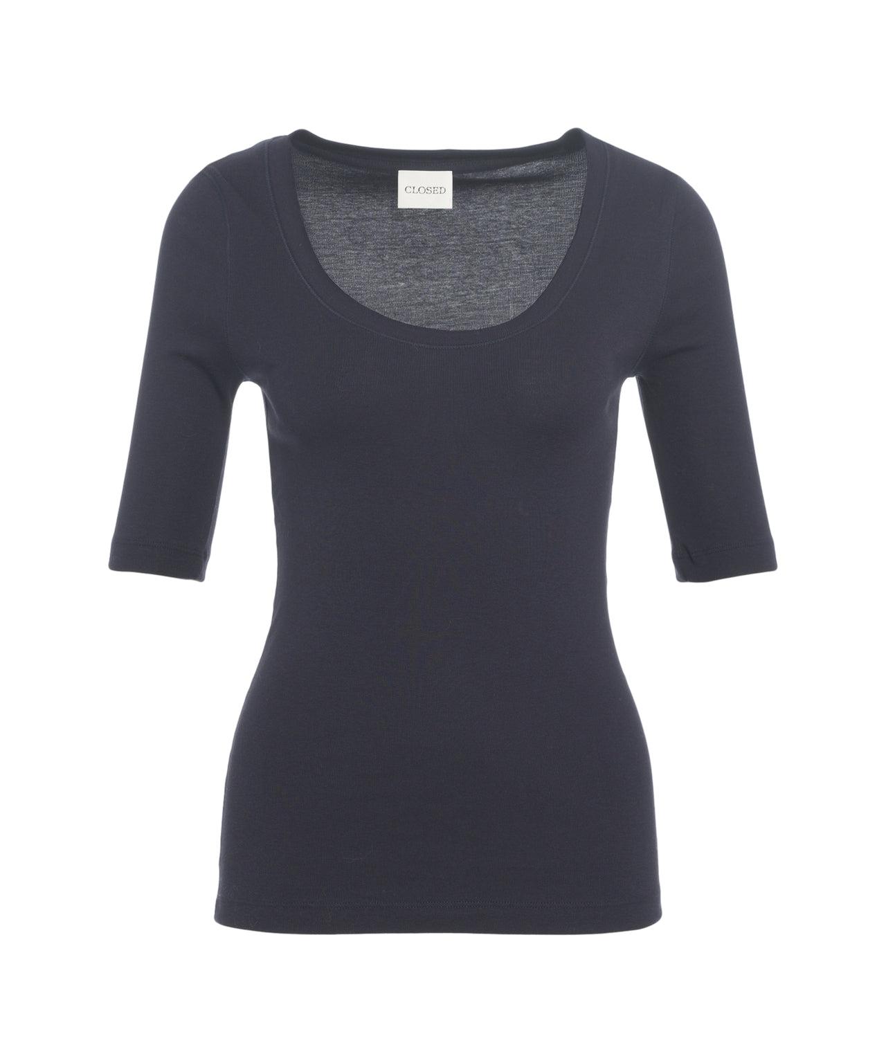 T-shirt with scoop neck and three-quarter sleeves Product Image