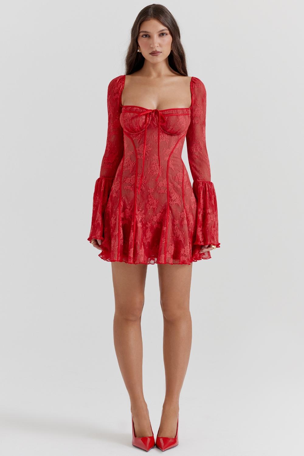 Analissa  scarlet lace corset dress Product Image