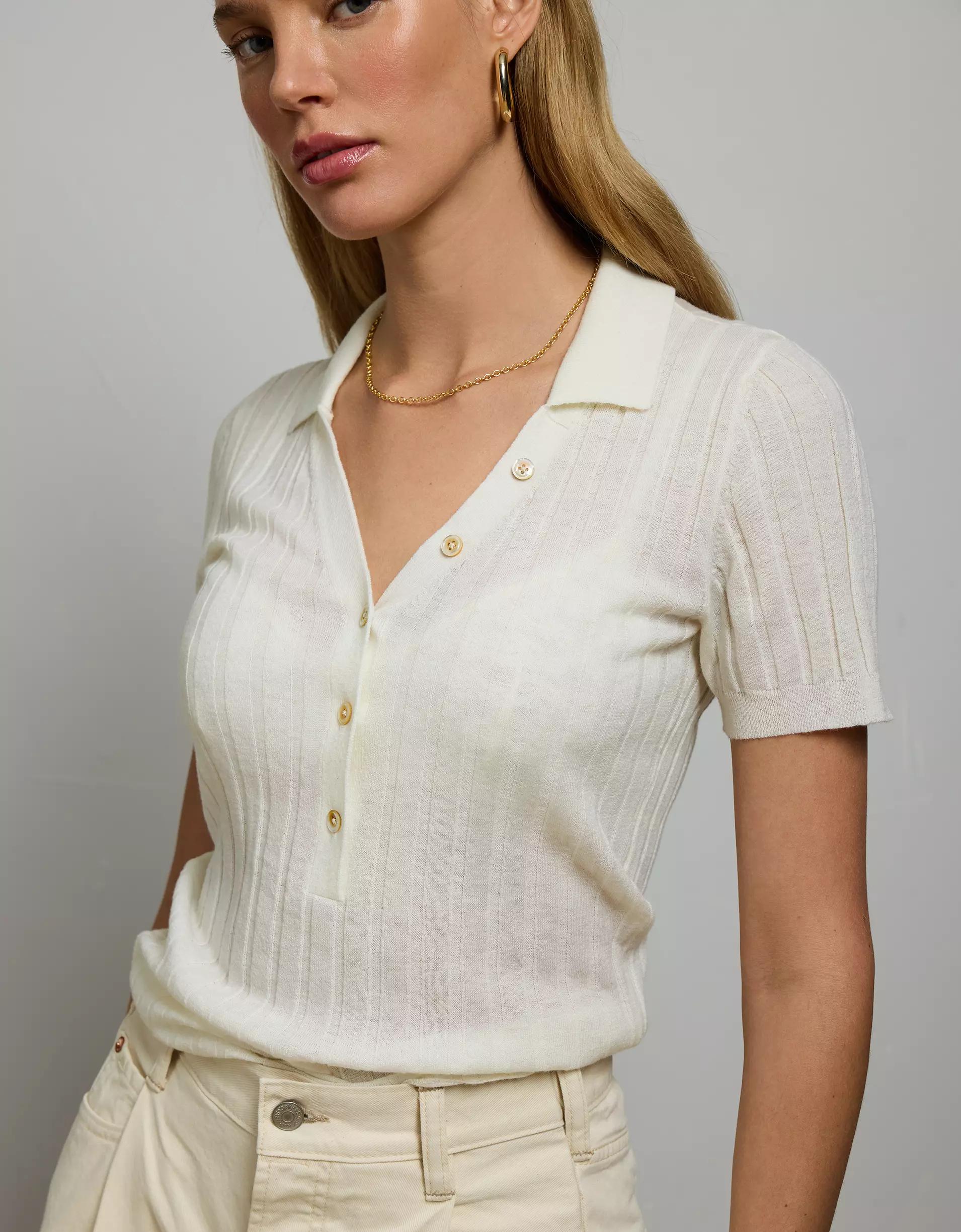 AE77 Premium Wool-Silk Blend Polo Shirt Product Image